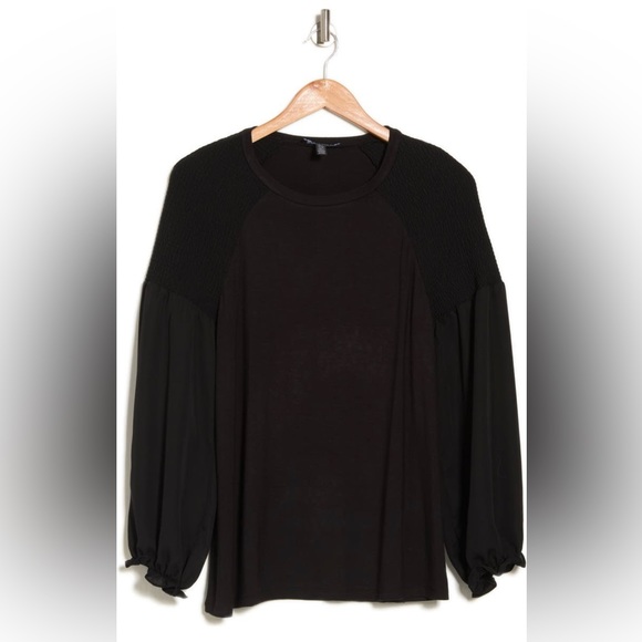 Ellen Tracy, NWT Black Long Sleeve, Mixed Media Top, Sz Small - Picture 3 of 3